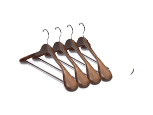 Cintres en bois pour costumes, manteaux, vestes et chemises, avec épaules extra-larges, crochets pivotants à 360° et barre antidérapante avec vis (lot de 4)