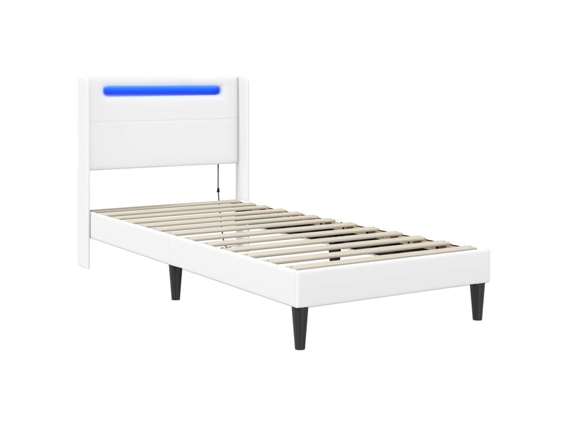  Lit simple- lit adulte -  cadre de lit avec bandes led blanc 100 x 200 cm simili cuir  - Conforama D