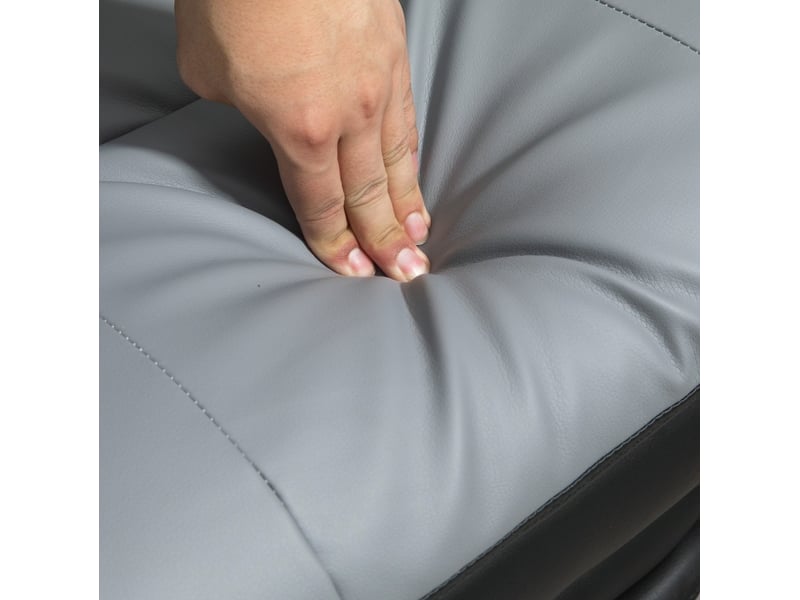  Chaise de bureau ergonomique réglable gris clair et noir, inclinable à 160° avec repose-pieds extensible  - Conforama D