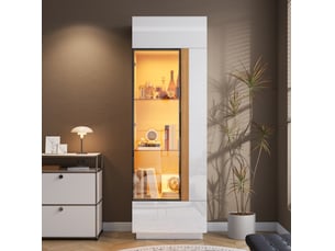 Vitrine coloris blanc 2 étagère(s) HAVRYA - 60 cmx180 cm