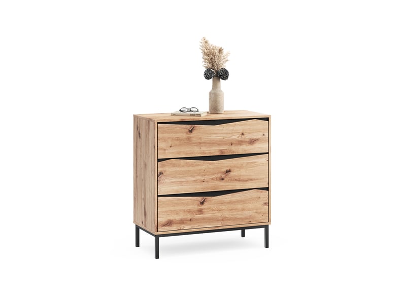  Vicco commode avec tiroirs, chênenoir, 79.2x85cm avec 3 tiroirs  - Conforama E