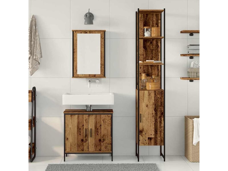  Ensemble de mobilier de salle de bain 3 pièces marron cf64475  - Conforama D