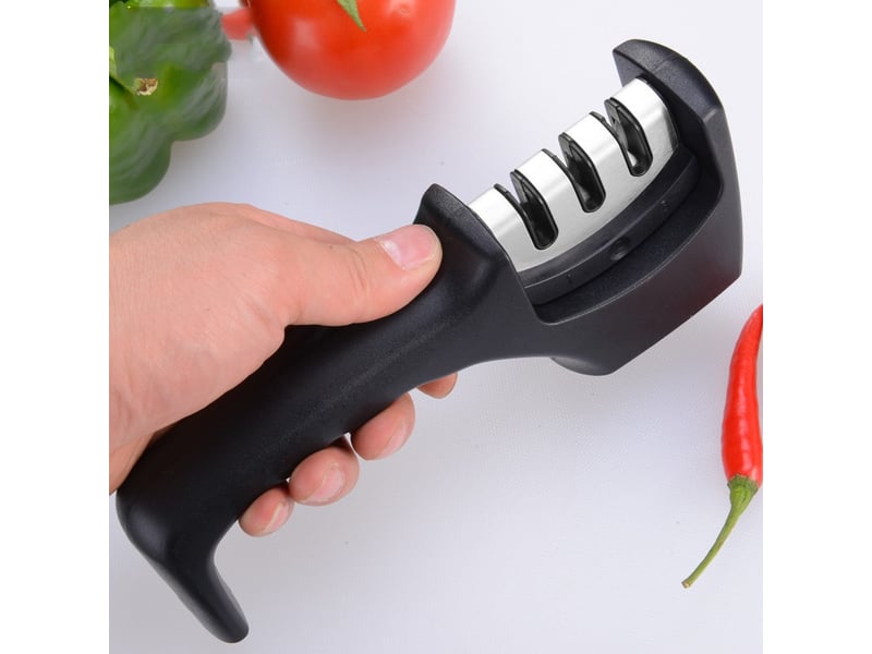 Aiguiseur à 3 phases pour couteaux de cuisine – résultat professionnel, design ergonomique, noir - Conforama D