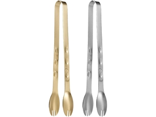 Lot de 2 pinces à glaçons et aliments en acier inoxydable 304 argenté et doré résistantes à la chaleur pour cocktails buffet barbecue et service