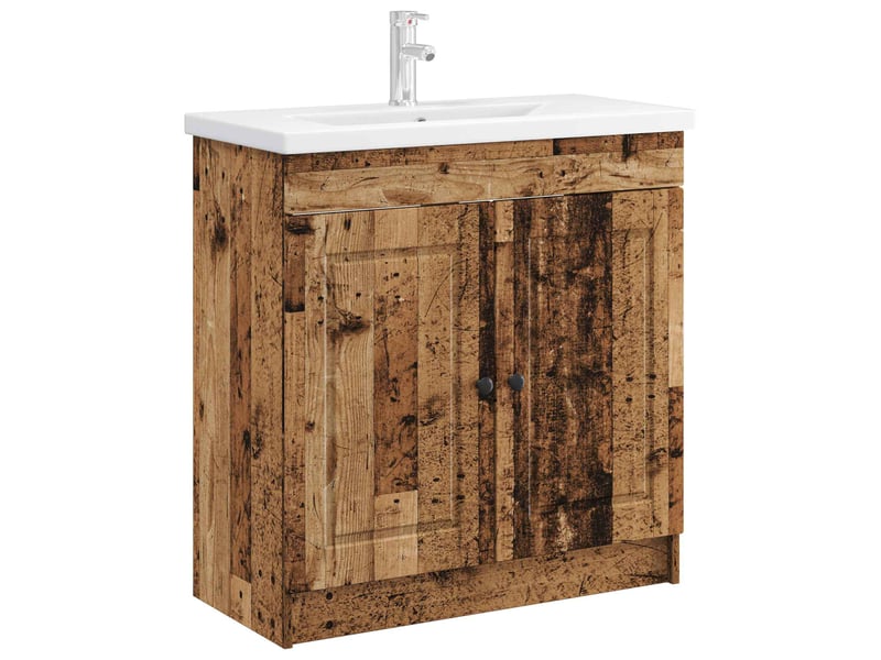  Armoire sous évier de salle de bain, meuble de rangement bois ancien shl512  - Conforama C