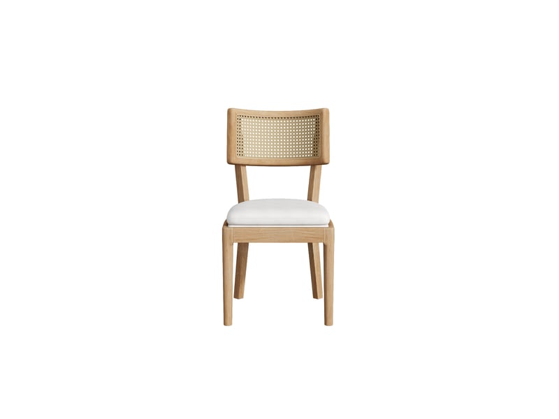 Lot de 6 chaises de salle à manger 50x58x88 cm – bois clair et blanc cassé – dossier en rotin tressé - Conforama E