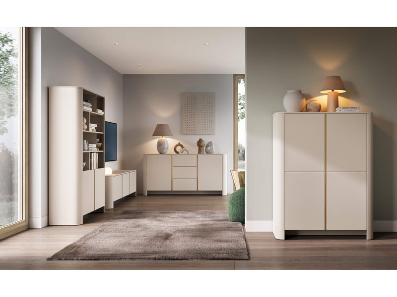 Meuble tv savio 3 portes - beige SAVIO - Conforama C