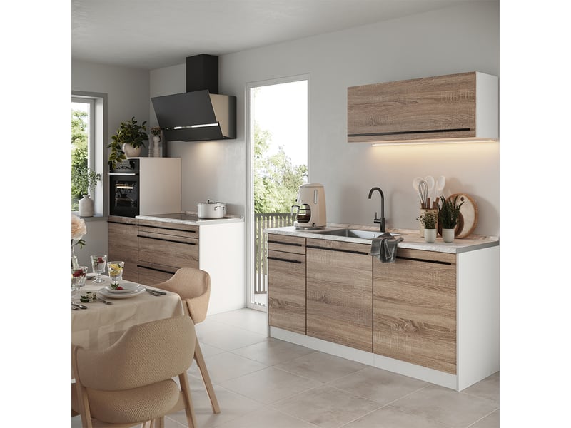  Vicco cuisine, sonomablanc, 160cm plan de travail anthracite  - Conforama C