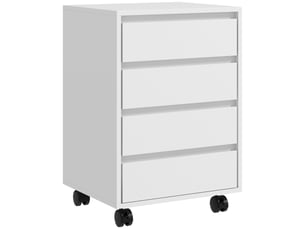 Caisson de bureau rangement bureau sur roulettes 4 tiroirs coulissants en aspect bois bois blanc