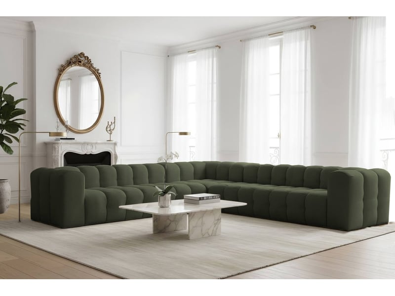  Canapé d'angle réversible miloe 8 places avec accoudoirs en velours - vert MILOE - Conforama B