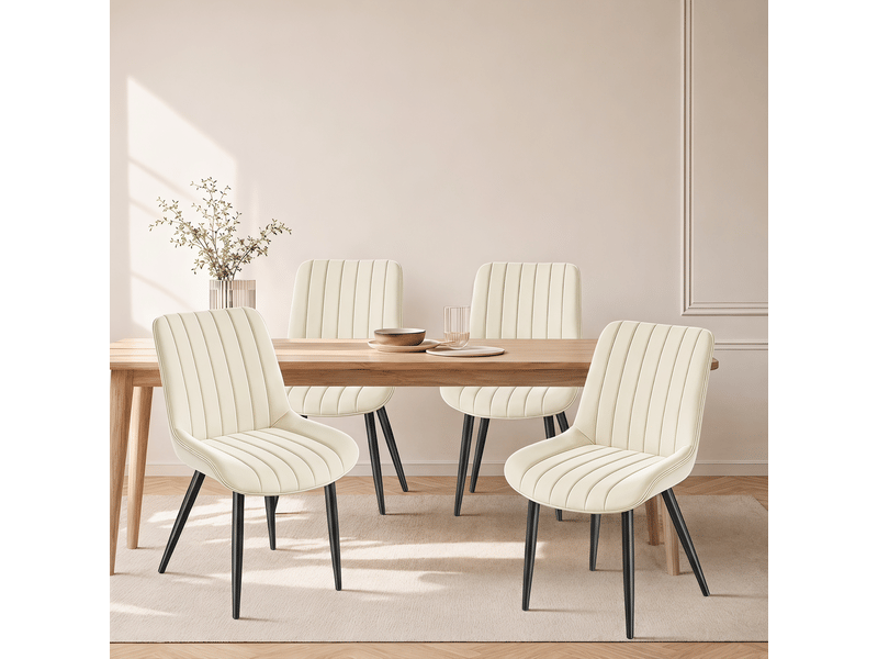 Havenlyhome lot de 4 chaises de salle à manger assise en velours assise rembourrée dossier ergonomique beige chaises - Conforama B