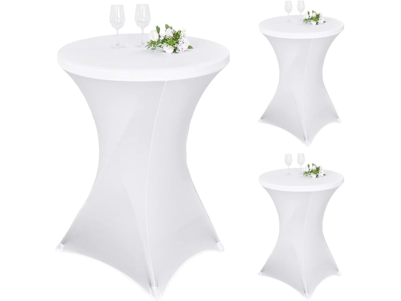  Ensemble de nappes cocktail élastiques à coins carrés, 80 x 110 cm, blanches, adaptées aux tables hautes ; nappe cocktail ronde, adaptée aux tables de b XLH-ZLS-009298ZLS - Conforama A