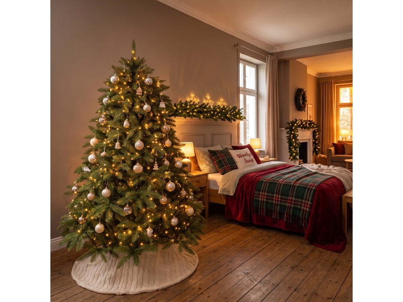 Sapin de noël artificiel avec pied 180 cm epicéa du caucase - Conforama C