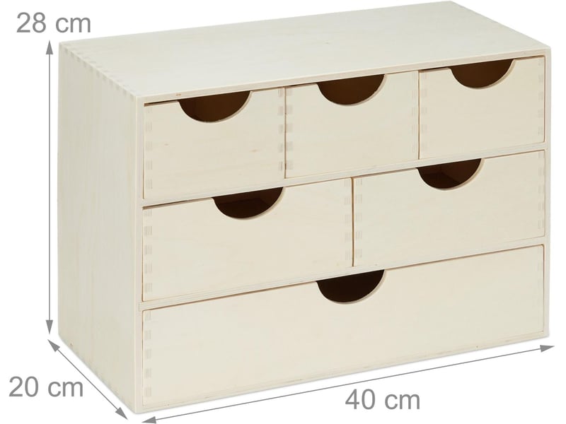  Boîte à tiroirs pratique rangement bureau 28 x 40 x 20 cm design épuré en contreplaqué couleur naturelle 13_0018200  - Conforama B