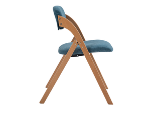 Chaises de salle à manger pliantes lot de 2 avec assise rembourrée - hêtre massif et lin bleu