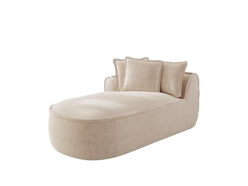  Canapé méridienne gauche en chenille taupe clair 164x92x67 cm avec assise profonde et sans montage  - Conforama A