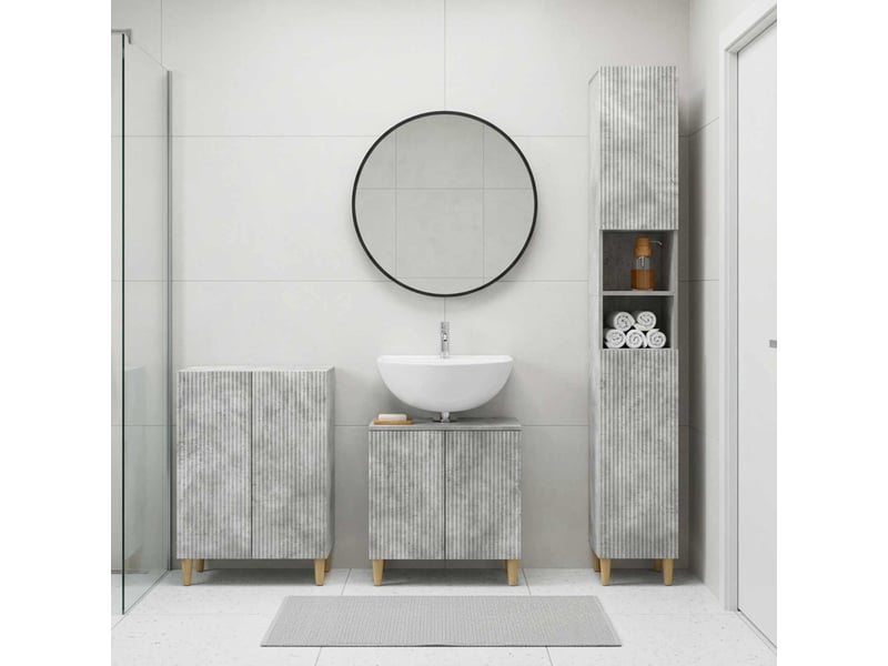 Ensemble de meuble de salle de bain 3 pièces arnhem gris béton cf63321 - Conforama B