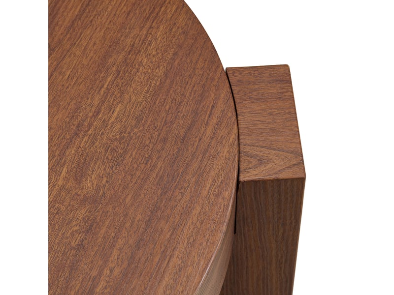  Table basse gigogne ronde, plateau en verre brun, structure en mdf aspect noyer, design séparable et gain de place  - Conforama E