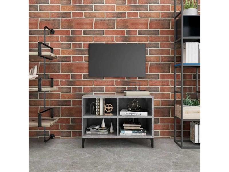  Meuble tv - banc tv - meuble de rangement avec pieds en métal gris béton 69,5x30x50 cm  - Conforama B