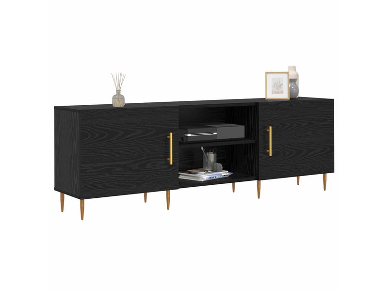 Meuble tv - banc tv - meuble de rangement 150 x 30 x 50 cm chêne noir bois d'ingénierie - Conforama C