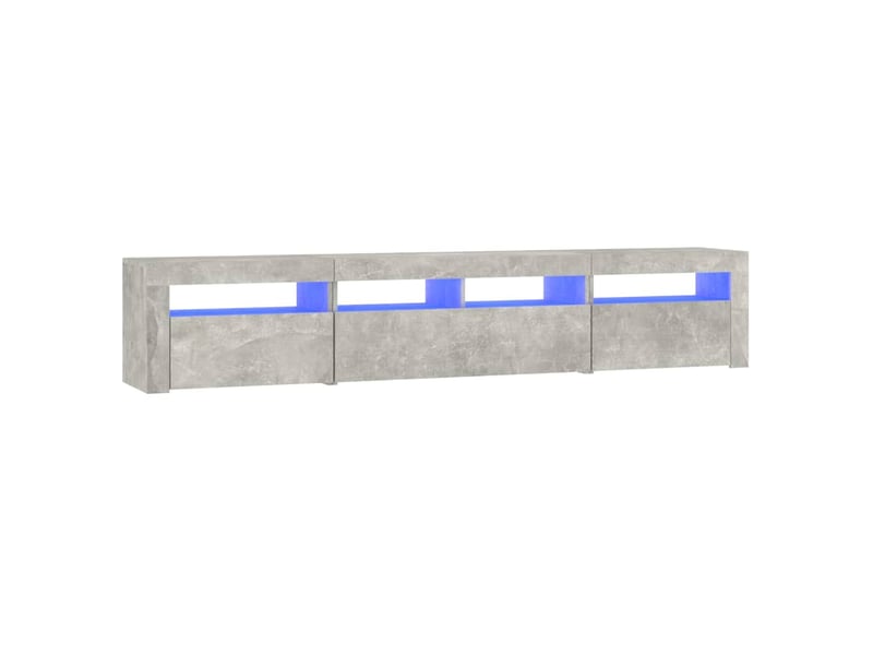  Meuble tv - banc tv - meuble de rangement avec lumières led gris béton 210x35x40 cm  - Conforama A