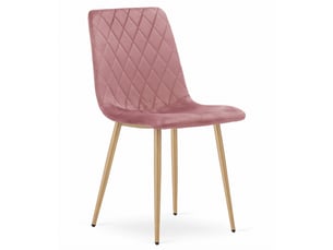 Chaise turin en velours rose avec pieds effet bois