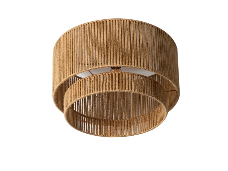  Plafonnier en corde de jute naturelle Ø450x260 mm, lampe artisanale style bohème, abat-jour décoratif C030-JUTE-DOUBLE-D45 - Conforama A