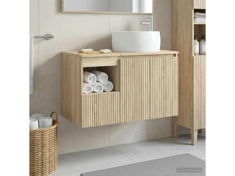 Ensemble de mobilier de salle de bain 2 pc chêne sonoma cf64135 - Conforama B