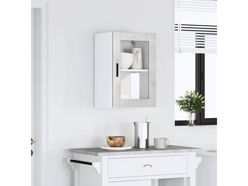  Meuble de rangement, armoire murale de cuisine avec porte en verre porto gris béton shl232  - Conforama B