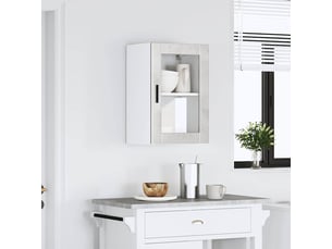 Meuble de rangement, armoire murale de cuisine avec porte en verre porto gris béton shl232