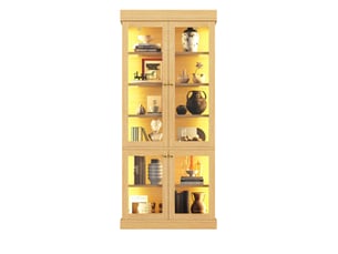 Vitrine coloris naturel 5 étagère(s) <strong>DESMIU</strong> <strong></strong> - 80 cmx180 cm