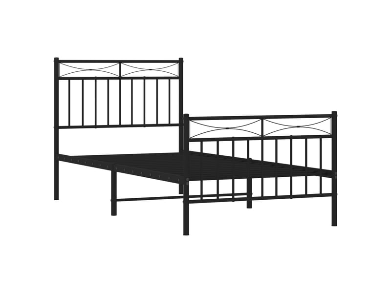  Lit simple- lit adulte -  cadre de lit métal sans matelas avec pied de lit noir 90x200 cm  - Conforama C