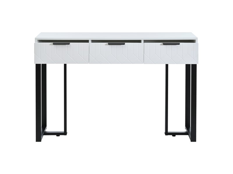  Console moderne avec tiroirs, structure dorée, pieds réglables et poignées élégantes (blanc + noir)  - Conforama D