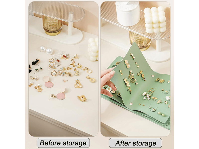 Rangement pour boucles d'oreilles pratiques petit livre sacs de rangement d'oreilles boîte à bijoux organisateur de bijoux étui presentoir - Conforama D