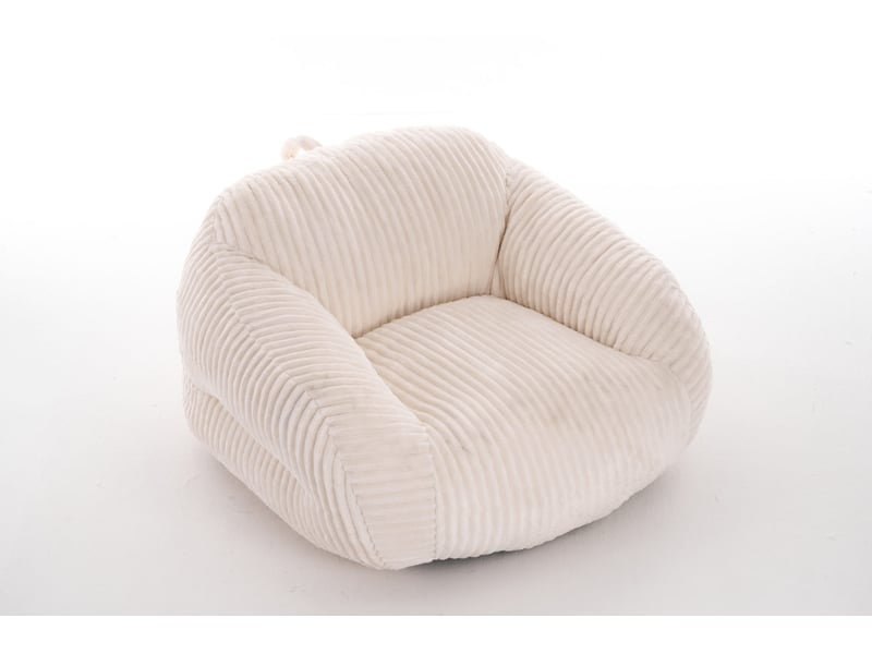  Fauteuil poire adulte en velours côtelé beige, rembourré de mousse, 116 x 110 cm  - Conforama A