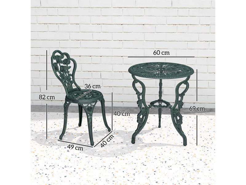  Salon de jardin 2 places – style néo-rétro – table ronde incluse  - Conforama C