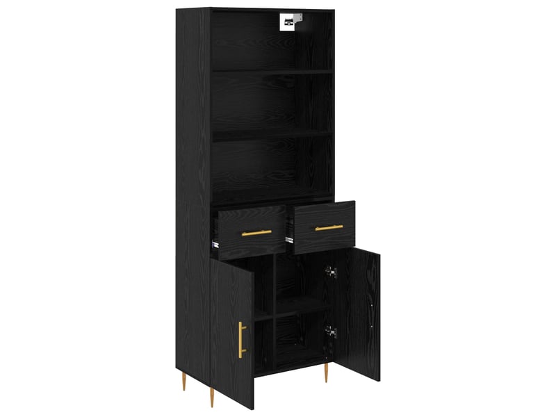  Buffet - haut armoire chêne noir 69,5 x 34 x 180 cm bois d'ingénierie  - Conforama E