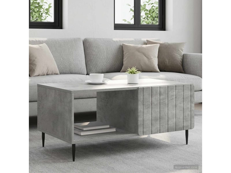  Table basse - table de salon - table à thé gris béton 90 x 50 x 40 cm bois d'ingénierie  - Conforama B