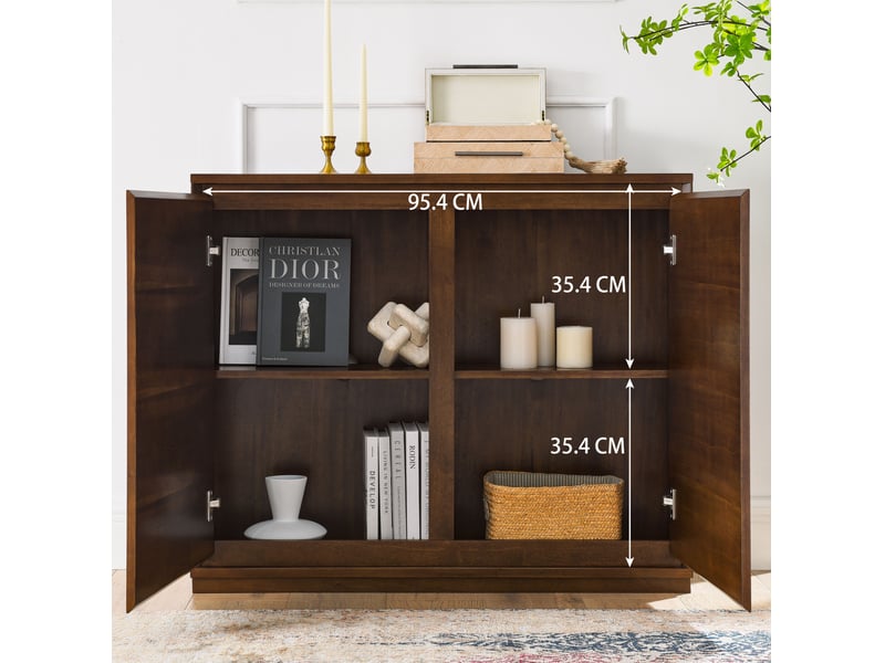  Buffet 99×23.5×82.3 cm en mdf à 2 portes avec passages pour câbles couleur noyer chicfurn  - Conforama D