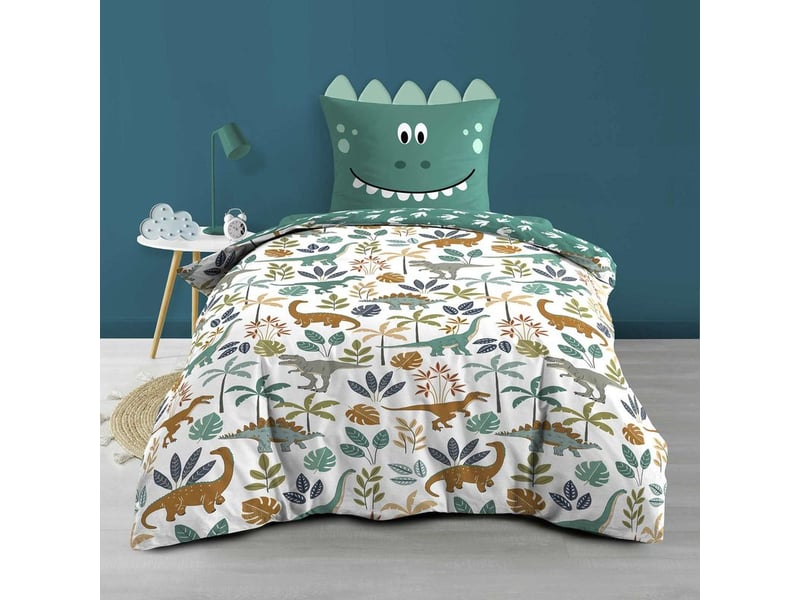  Pack housse de couette enfant réversible dina 140x200 cm + drap housse 90x190 cm blanc  - Conforama B