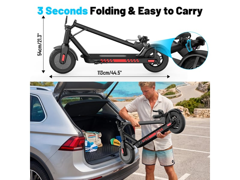 Trottinette électrique hiqis d9, pneus alvéolés 10, application intelligente, noir  - Conforama E