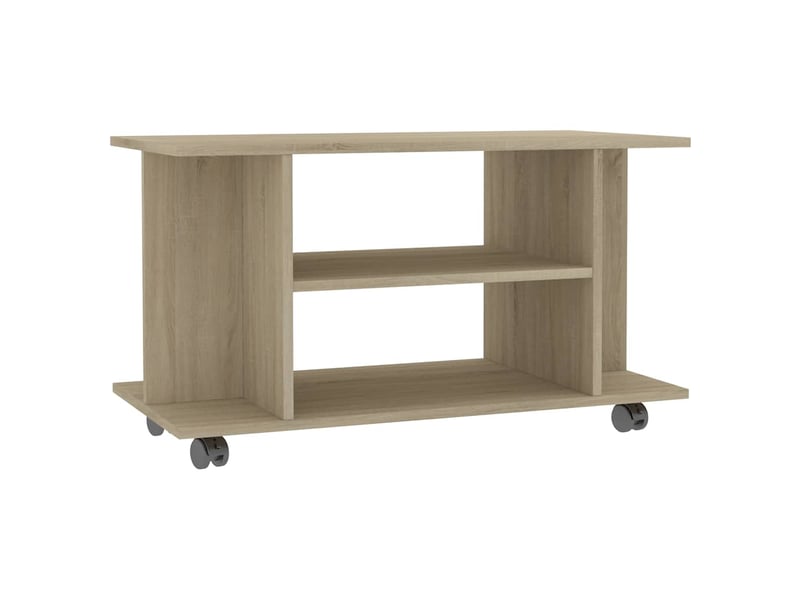  Meuble tv - banc tv - meuble de rangement et roulettes chêne sonoma 80x40x45 cm bois ingénierie  - Conforama A