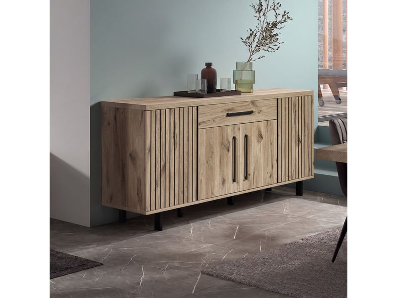  Buffet 4 portes 1 tiroir aspect bois canyon décor tasseaux - barton BARTON - Conforama B