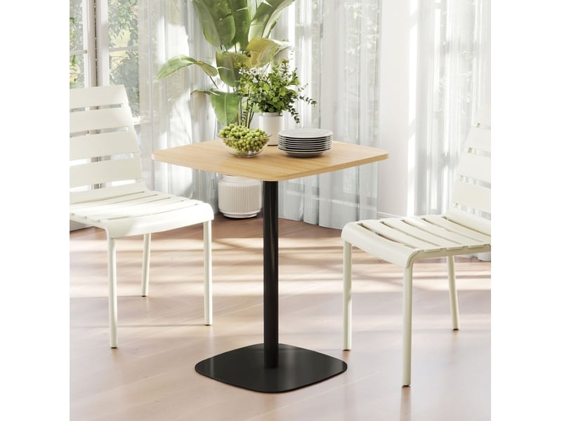  Petite table à manger carrée 60x60 cm mdf, base en métal, naturel et noir  - Conforama B
