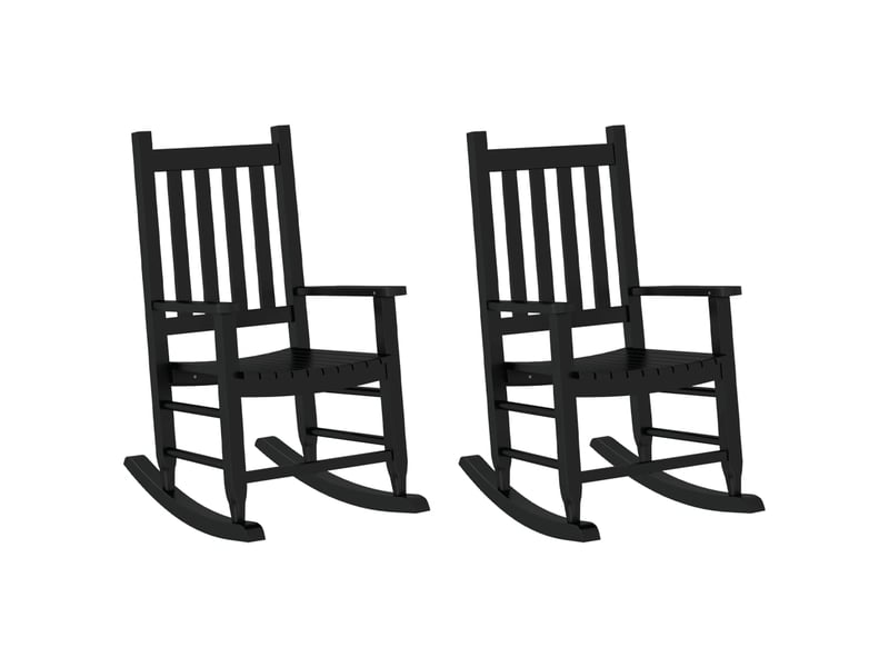  Lot de 2 chaises à bascule pour enfants 6-12 ans en bois de peuplier noir dec029119  - Conforama A