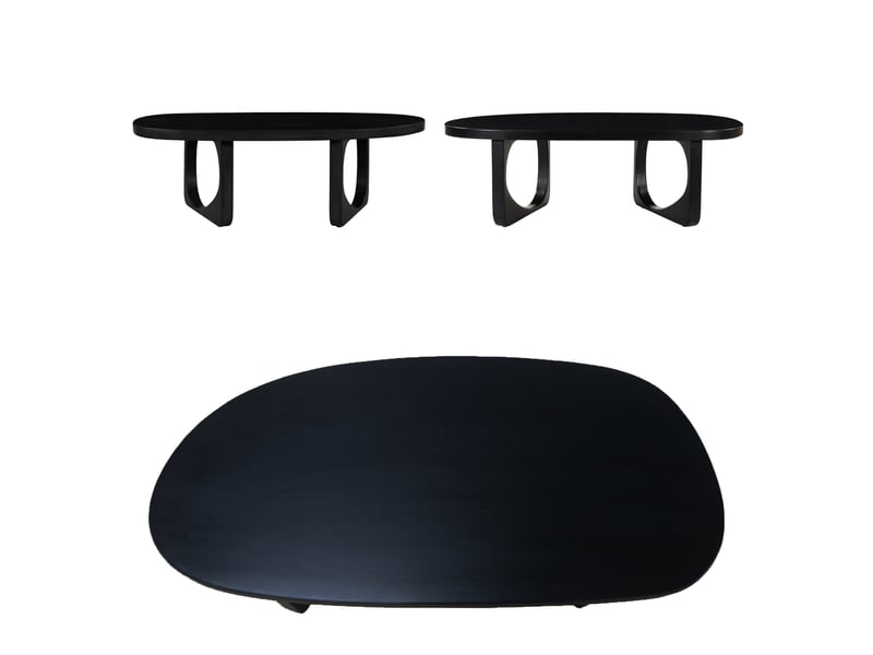  Table basse en bois de manguier massif noire 120cm nari  - Conforama C