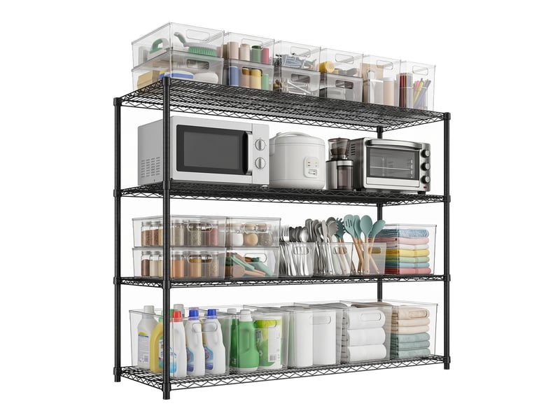 Rayonnage métallique autoportant - 4 niveaux réglables, acier carbone robuste, cuisinecavecelliergarage l 150 x l 45 x h 150 cm PHK_3ARPY7SN - Conforama A