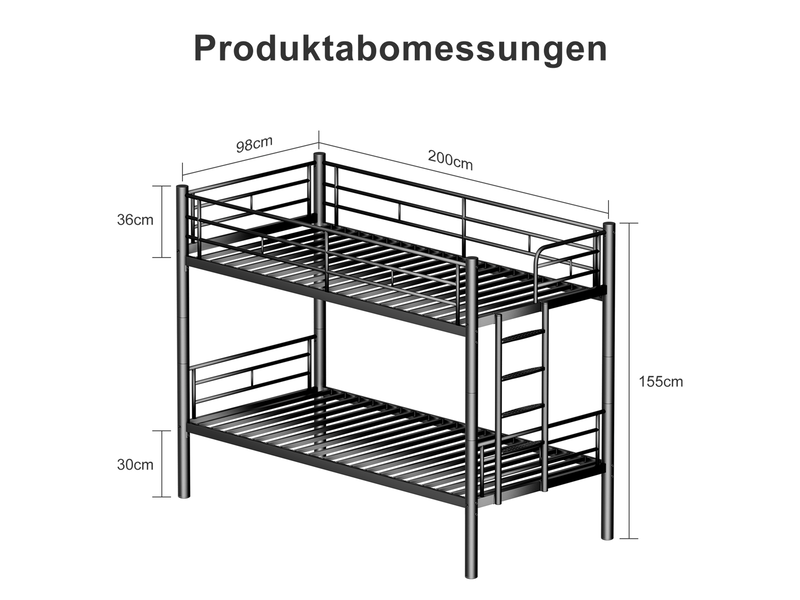  Lit superposé enfant séparable en 2 lits simples 90x190 cm noir evryae  - Conforama E
