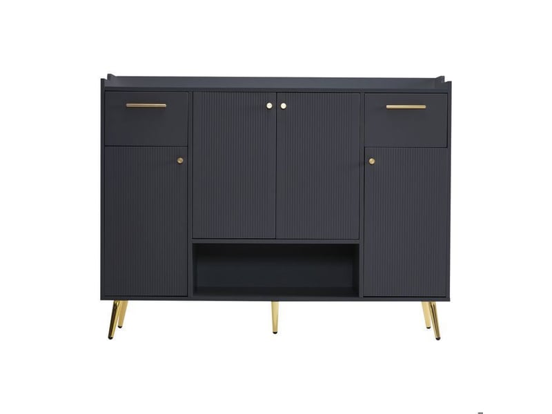  Armoire à chaussures - truxen8 - 2 tiroirs, 4 portes - pieds en métal - noir - l130l37h100 130x37x100cm - Conforama D