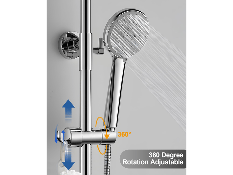  Support de douche universel, support de douche réglable de 16 à 27 mm, support de douche rotatif à 360 degrés avec 2 crochets  - Conforama E
